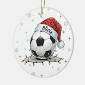 Festive Soccer Ball Holiday Design  セラミックオーナメント (左)