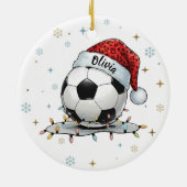 Festive Soccer Ball Holiday Design  セラミックオーナメント (裏面)