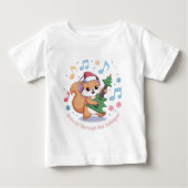 Festive Squirrel Playing Guitar Surrounded by Snow ベビーTシャツ (正面)