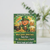 Festive St. Patrick's Day Leprechaun Greeting ポストカード (スタンド正面)