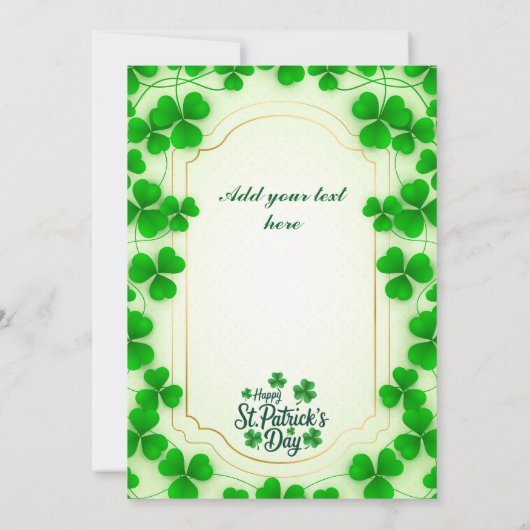Festive St. Patrick's Day Party I Shamrock Border 招待状 (裏面)