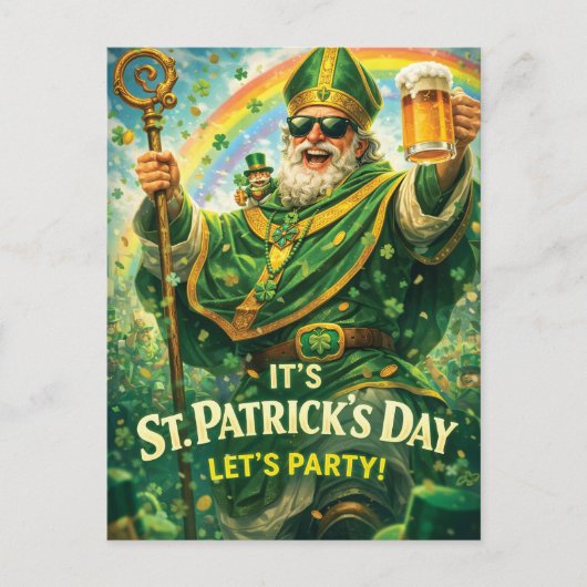 Festive St. Patrick's Day Party Illustration  ポストカード (正面)
