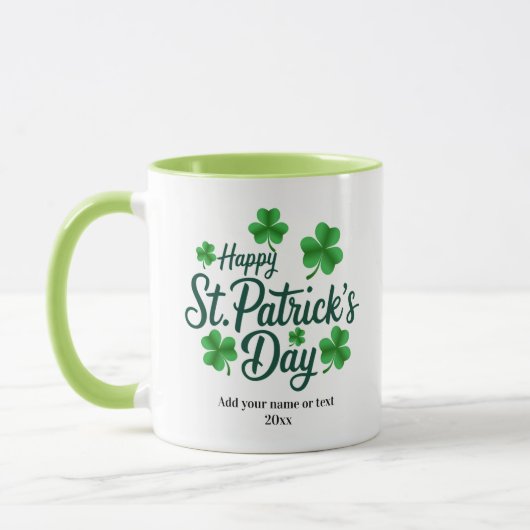 Festive St. Patrick's Day with Shamrock Border マグカップ (左)