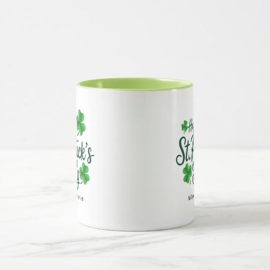Festive St. Patrick's Day with Shamrock Border マグカップ (中央)