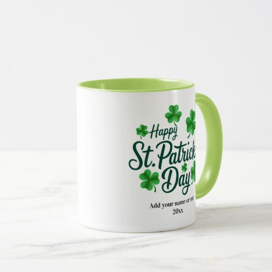 Festive St. Patrick's Day with Shamrock Border マグカップ (正面右)