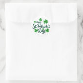 Festive St. Patrick's Day with Shamrock Border ラウンドシール (バッグ)