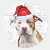 Festive Staffordshire Dog Woof Word Art Christmas ラウンドシール (正面)