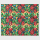Festive Stained Glass Ornament Pattern ラッピングペーパー (フラット)