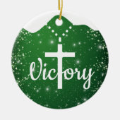 Festive Starry Green Devotional Holy Spirit ⛪️ 🎄 セラミックオーナメント (正面)