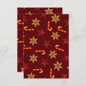 Festive Stars and Candy Canes Red 招待状 (正面/裏面)