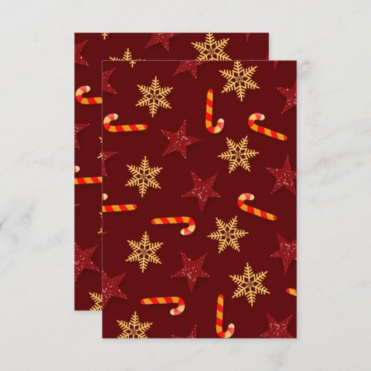 Festive Stars and Candy Canes Red 招待状 (正面/裏面)
