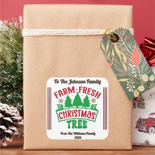 Festive Sticker for Holiday Gifts スクエアシール (クリスマス)