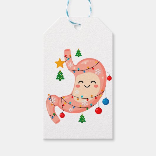 Festive Stomach Cartoon for Holiday Gastro Heroes ギフトタグ (正面)