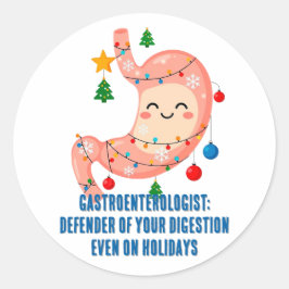 Festive Stomach Cartoon for Holiday Gastro Heroes ラウンドシール