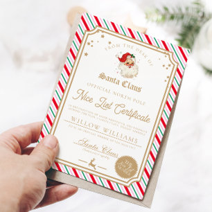  festive Stripe Nice List 認定カード 招待状