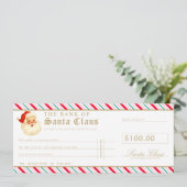 Festive Stripe Santa Cheque Gift Voucher Card 招待状 (スタンド正面)