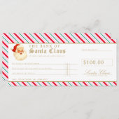 Festive Stripe Santa Cheque Gift Voucher Card 招待状 (正面/裏面)