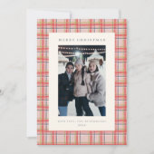 Festive Tartan Plaid Red Christmas Letter Photo シーズンカード (正面)