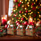 Festive Tartan Red and Green 'Merry Christmas' フェイバーボックス