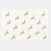 Festive Text, Red & Gold Dot, and Golden Reindeer ラッピングペーパーシート (正面3)
