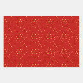 Festive Text, Red & Gold Dot, and Golden Reindeer ラッピングペーパーシート (正面2)