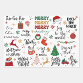 Festive Text, Red & Gold Dot, and Golden Reindeer ラッピングペーパーシート (正面)