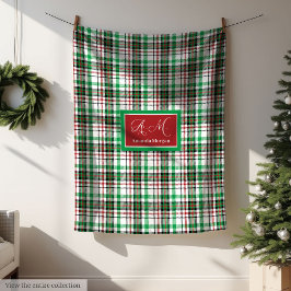 Festive Throw Blanket Classic Red Green Christmas フリースブランケット
