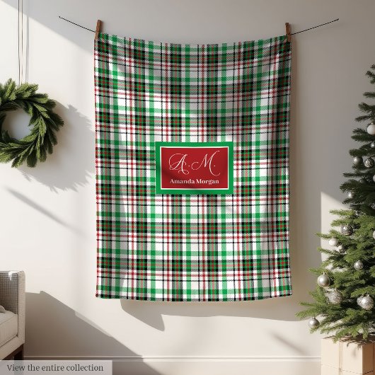 Festive Throw Blanket Classic Red Green Christmas フリースブランケット