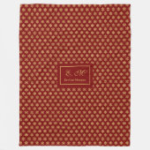 Festive Throw Blanket Red Gold Snowflake Christmas フリースブランケット (正面)
