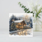 Festive Train Station with Fireworks and New Year シーズンカード (スタンド正面)