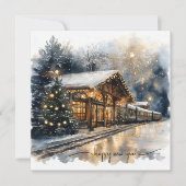 Festive Train Station with Fireworks and New Year シーズンカード (正面)