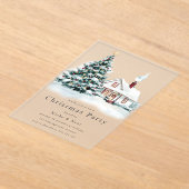 Festive Tree & House Corporate Christmas Party アクリル招待状 (レイダウン)