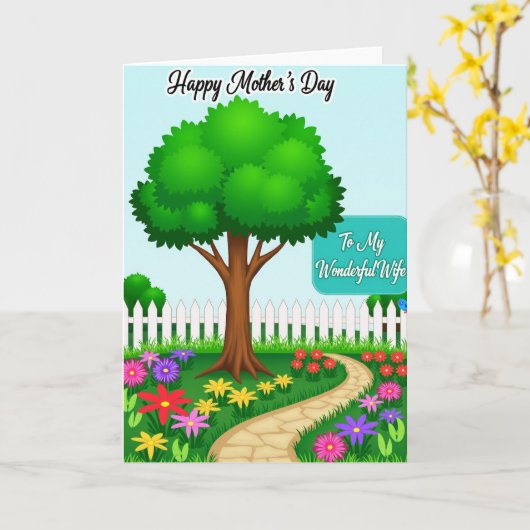 Festive Tree Mothers Day Card カード (黄色い花)