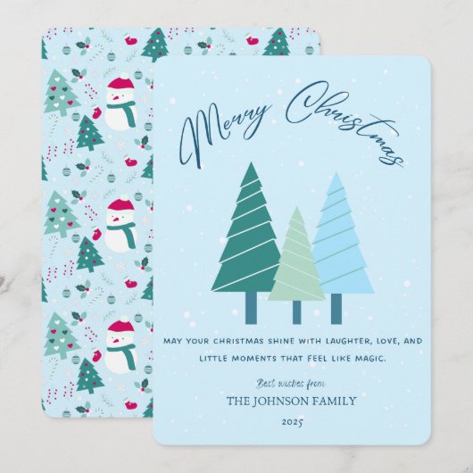 Festive Trees and Heartwarming Holiday Message シーズンカード (正面/裏面)