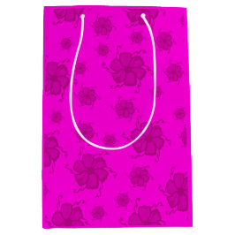 Festive Tropics Floral Monochrome Gift Bag Ht Pink ミディアムペーパーバッグ