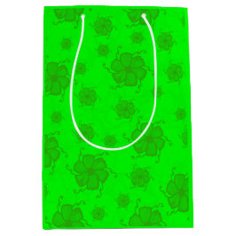 Festive Tropics Floral Monochrome Gift Bag in Grn ミディアムペーパーバッグ