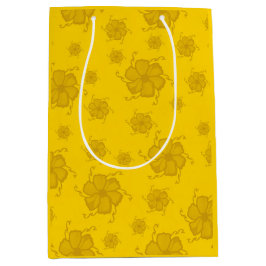 Festive Tropics Floral Monochrome Gift Bag in Y ミディアムペーパーバッグ