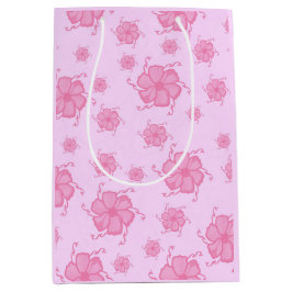 Festive Tropics Floral Monochrome Gift Bag Lt Pink ミディアムペーパーバッグ