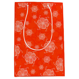 Festive Tropics Floral Monochrome Gift Bag Orange ミディアムペーパーバッグ