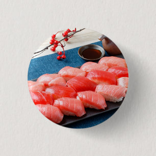 Festive Tuna Sushi – Premium Laptop Sleeve by SUSH 缶バッジ