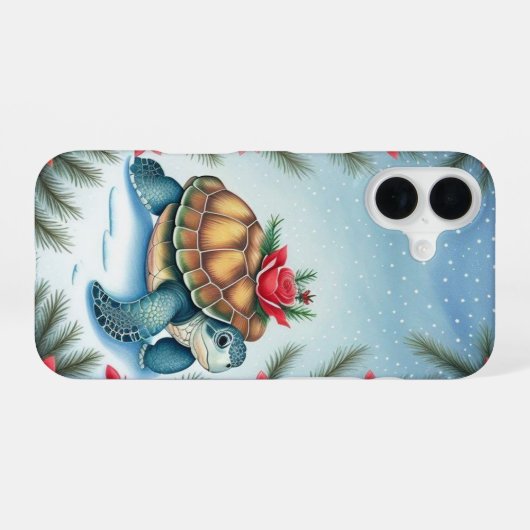Festive Turtle Flat Holiday  iPhone 16ケース (裏面横)