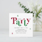 Festive Typography Let's Party Fun Holiday 招待状 (スタンド正面)