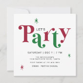 Festive Typography Let's Party Fun Holiday 招待状 (正面)