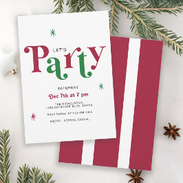 Festive Typography Let's Party Whimsical Holiday 招待状