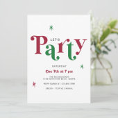 Festive Typography Let's Party Whimsical Holiday 招待状 (スタンド正面)