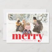 Festive Typography Red Merry Christmas 2 Photo シーズンカード (正面)