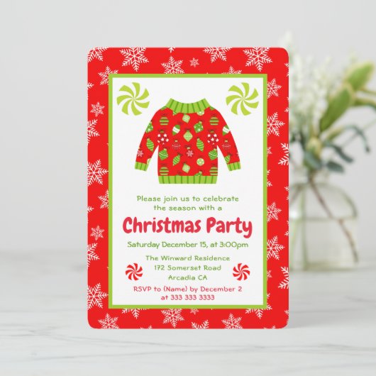 Festive Ugly Christmas Sweater Party 招待状 (スタンド正面)