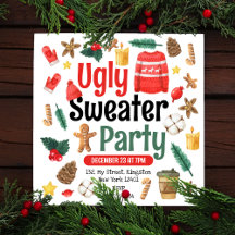  festive ugly Christmas sweater party watercolor