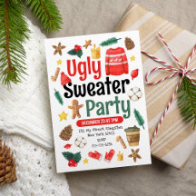  festive ugly Christmas sweater party watercolor