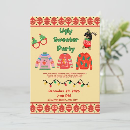 Festive Ugly Sweater Party Invitation 招待状 (スタンド正面)